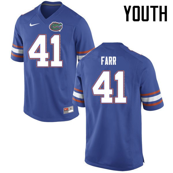 Florida Gators Youth #41 Ryan Farr College Football Jerseys Blue